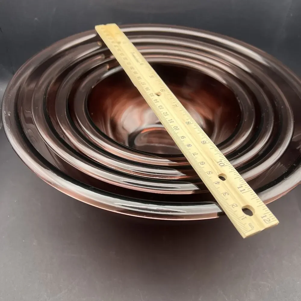 VTG Set of 4 Corning Pyrex Mixing Bowls Cranberry Glass 1L 1.5L 2.5L 4L
